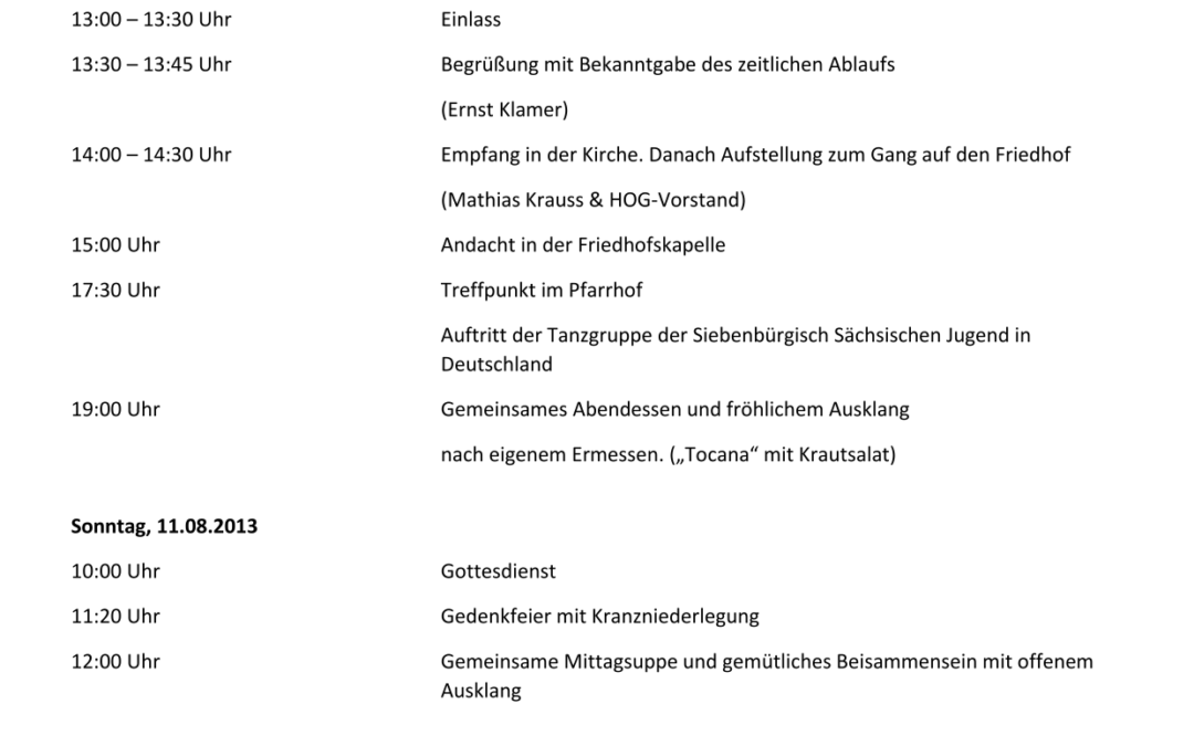 Programm Großauer Treffen 2013