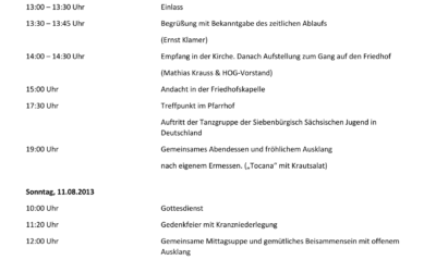 Programm Großauer Treffen 2013
